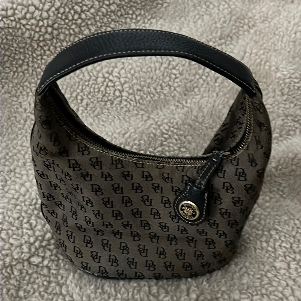 Dooney & Bourke Grey / Brown Logo Mini Y2K Shoulder Bag